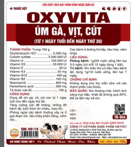 Nhãn thuốc úm gà Oxyvita