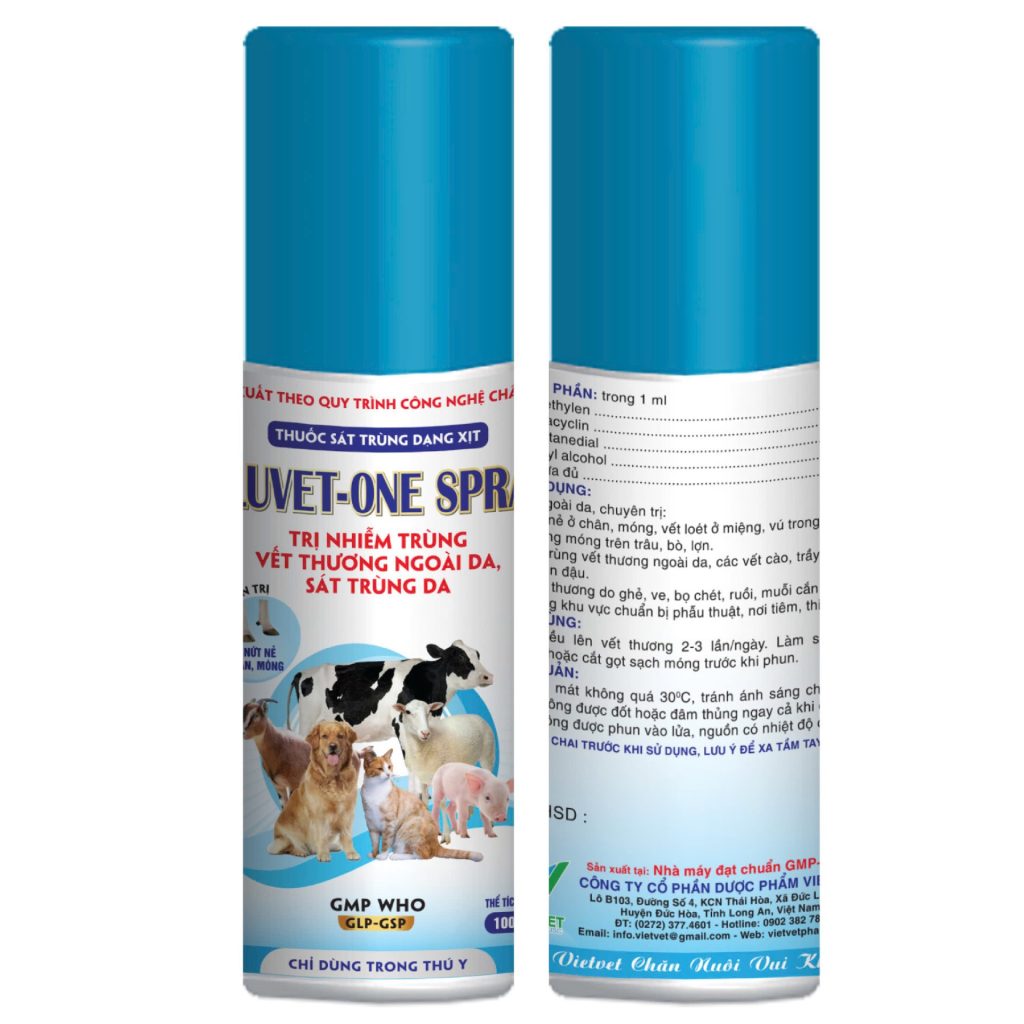 BLUVET-ONE SPRAY Trị nhiễm trùng vết thươngngoài da, sát trùng da