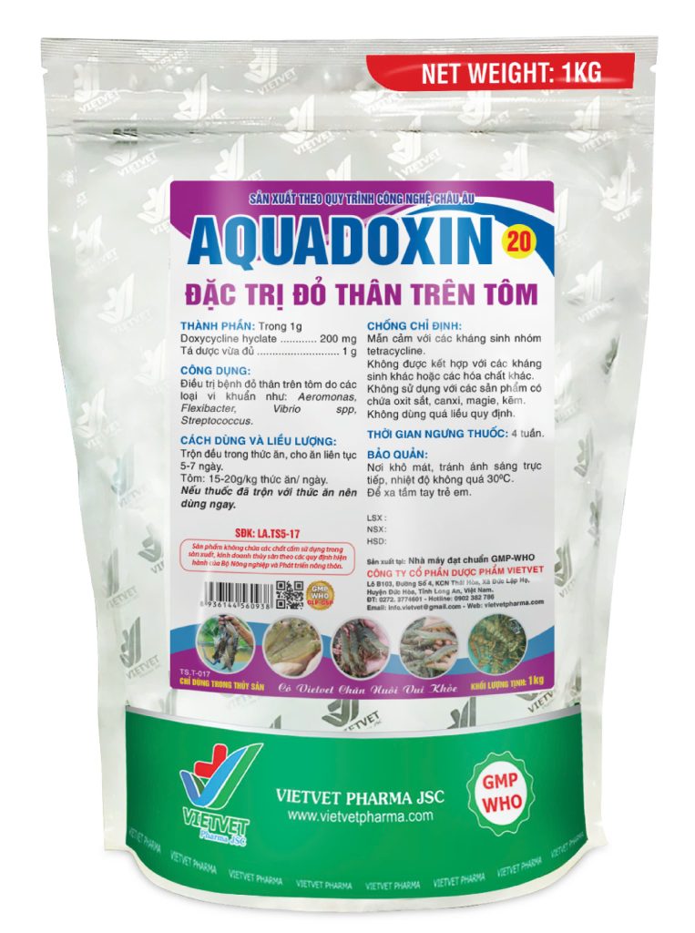 AQUADOXIN 20 - Đặc trị đỏ thân trên tôm