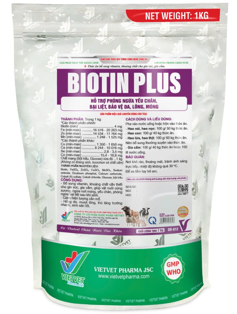 BIOTIN PLUS - Hỗ trợ phòng ngừa yếu chân, bại liệt, bảo vệ da, lông, móng