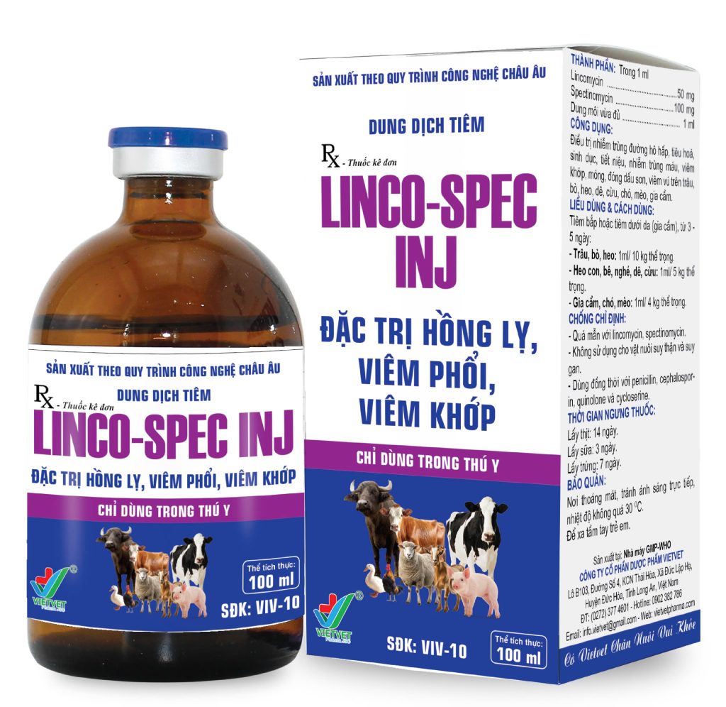 LINCO-SPEC INJ đặc trị hồng lỵ, viêm phổi, viêm khớp