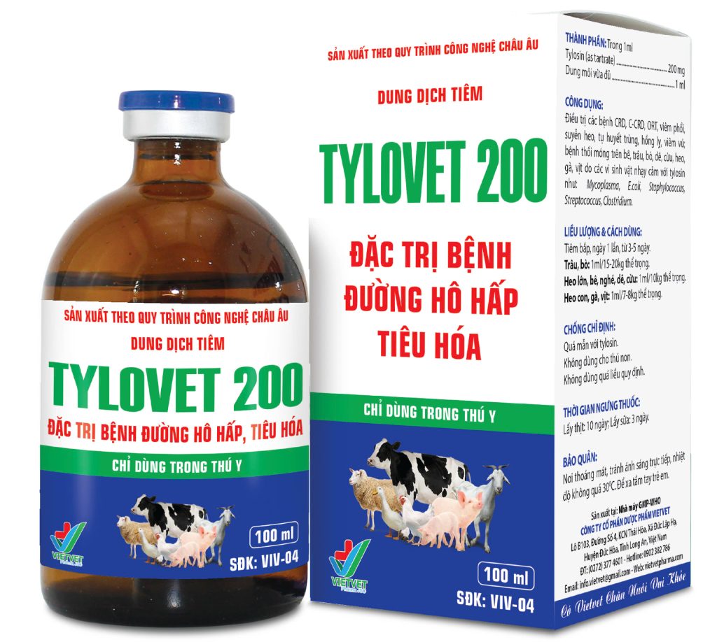 TYLOVET 200 - Đặc trị bệnh đường hô hấp, tiêu hóa